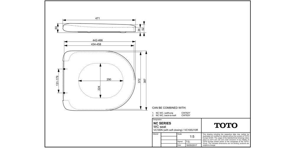 TOTO WC-Sitz NC Absenkautomatik, mit Edelstahlscharniere weiß