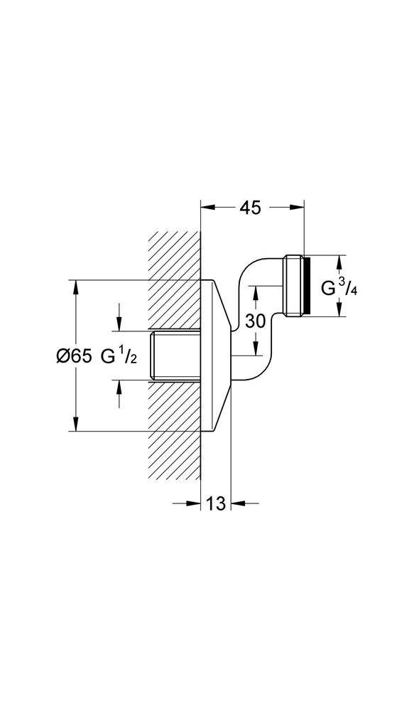 GROHE S-Anschluss 1/2Zollx3/4Zoll verstb 30mm chr