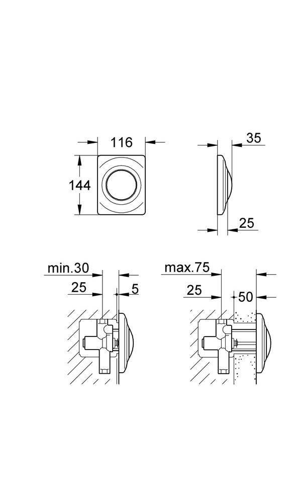 GROHE Abdeckplatte SURF 116x144mm f Urinal awe