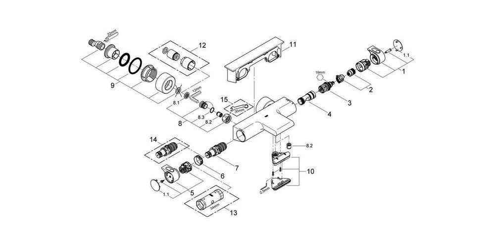 GROHE Thermostat-Wannenbatterie GROHTHERM 2000 1/2Zoll chr chrom