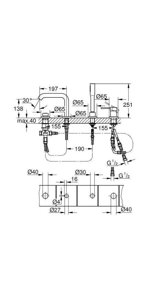 GROHE 4L-EH-Wannenkombi ESSENCE supersteel