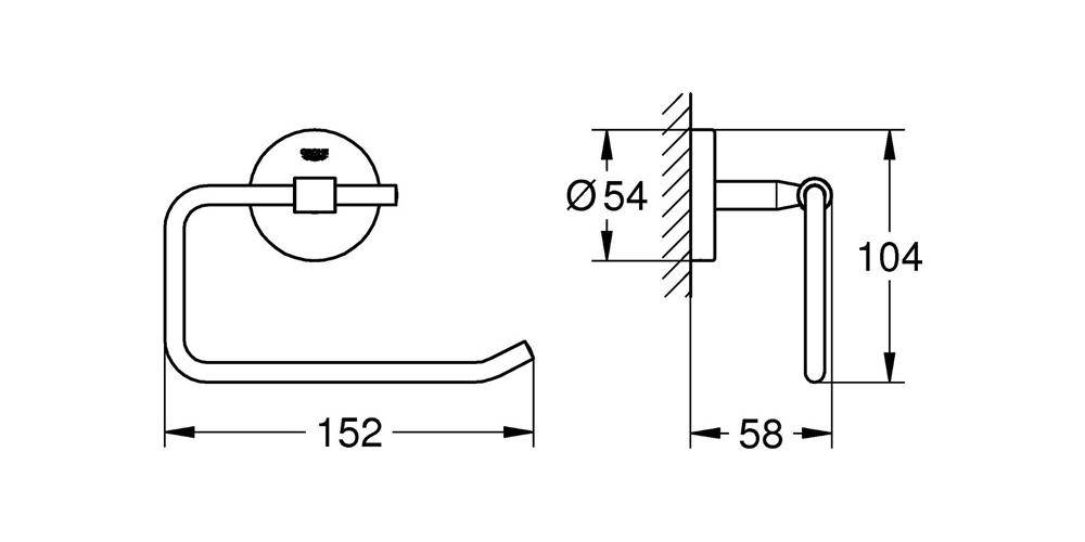 GROHE WC-Papierhalter BAU COSMOPOLITAN ohne Deckel chrom