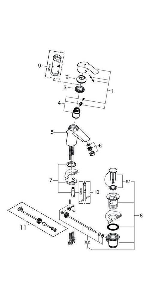 GROHE Einhand-WTbatterie EUROSMART DN 15 S-Size ZAG 1 1/4Zoll chr