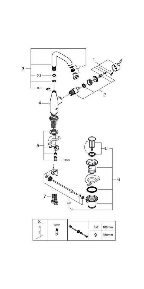 GROHE Einhand-Waschtischbatterie ESSENCE DN 15 L-Size ZAG 1 1/4Zoll