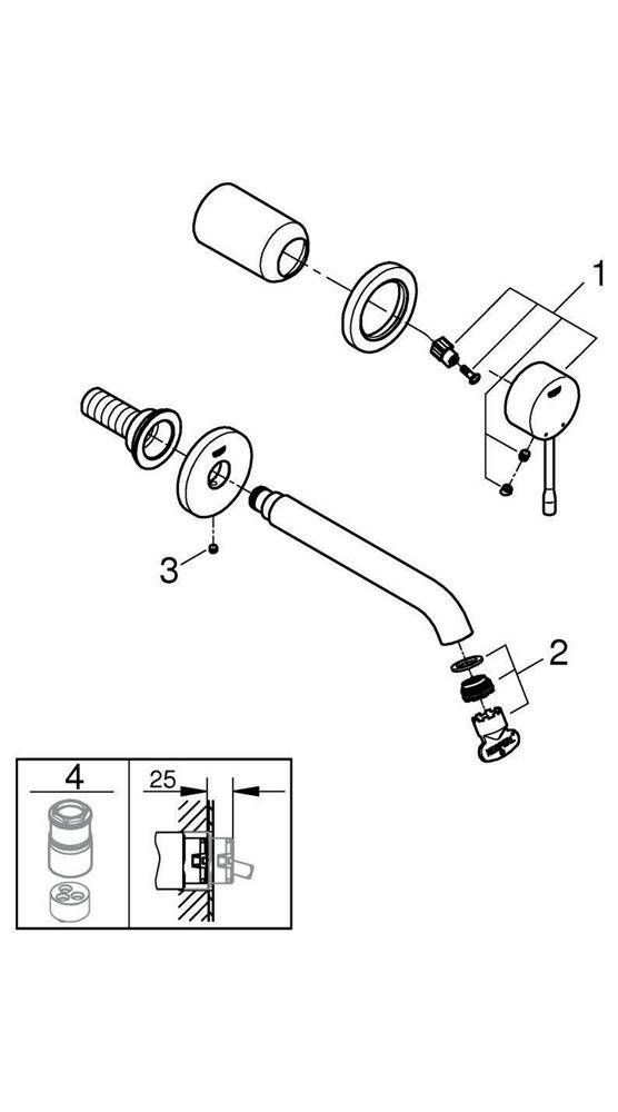 GROHE 2-Loch-Waschtischbatterie ESSENCE Ausladung 183mm supersteel