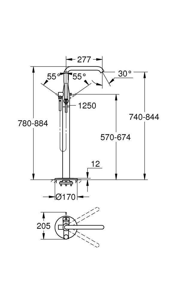 GROHE Einhand-Wannenbatterie ESSENCE DN 15 Bod. FMS f 45984 chr
