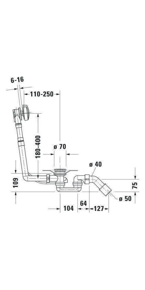 Duravit Ab-/Überlaufgarnitur für seitlichen Ablauf chrom chrom