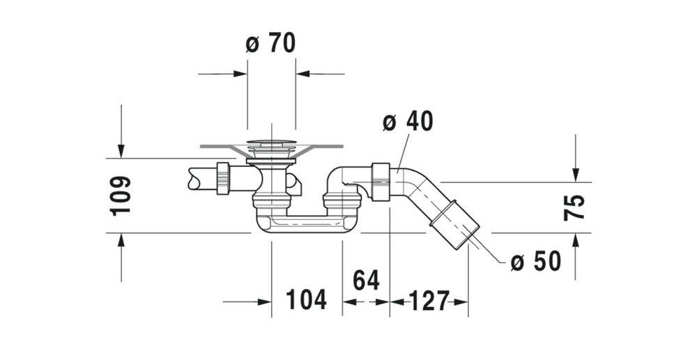 Duravit Ab-/Überlaufgarnitur für seitlichen Ablauf chrom chrom