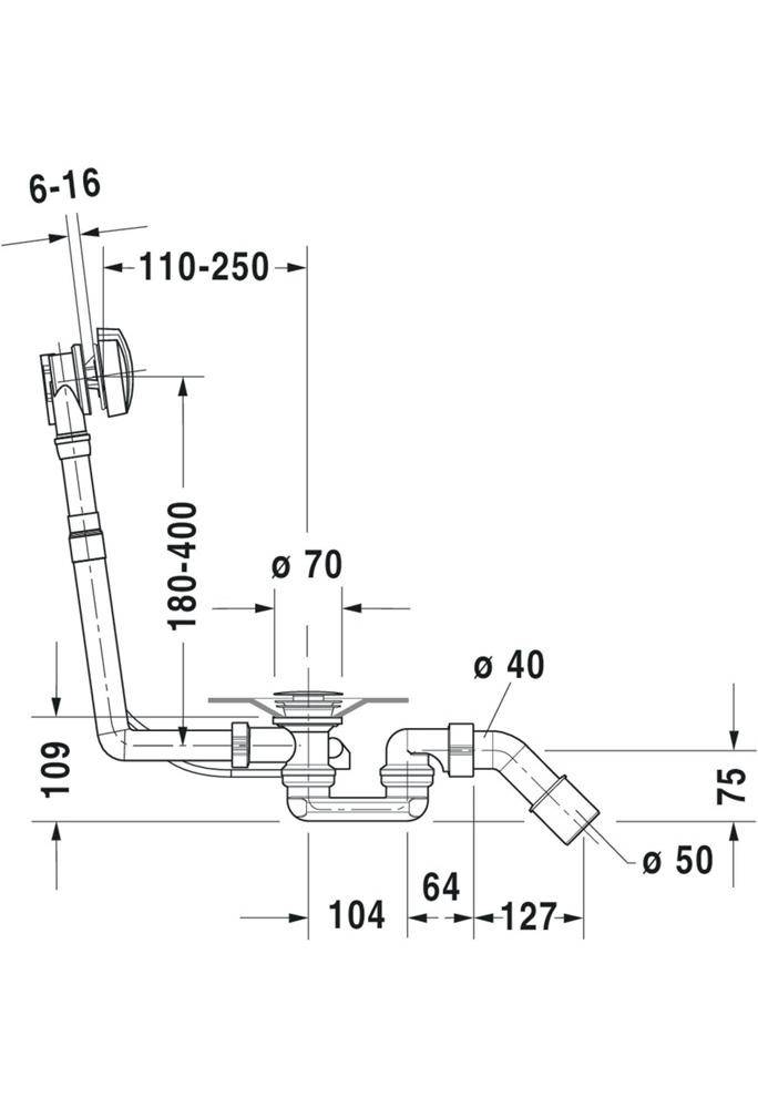 Duravit Ab-/Überlaufgarnitur für seitlichen Ablauf chrom chrom