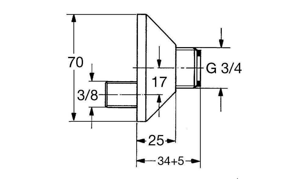 GROHE S-Anschluss 3/8Zollx3/4Zoll verstb 17mm chr