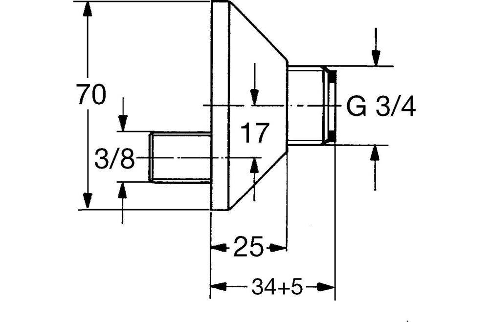 GROHE S-Anschluss 3/8Zollx3/4Zoll verstb 17mm chr