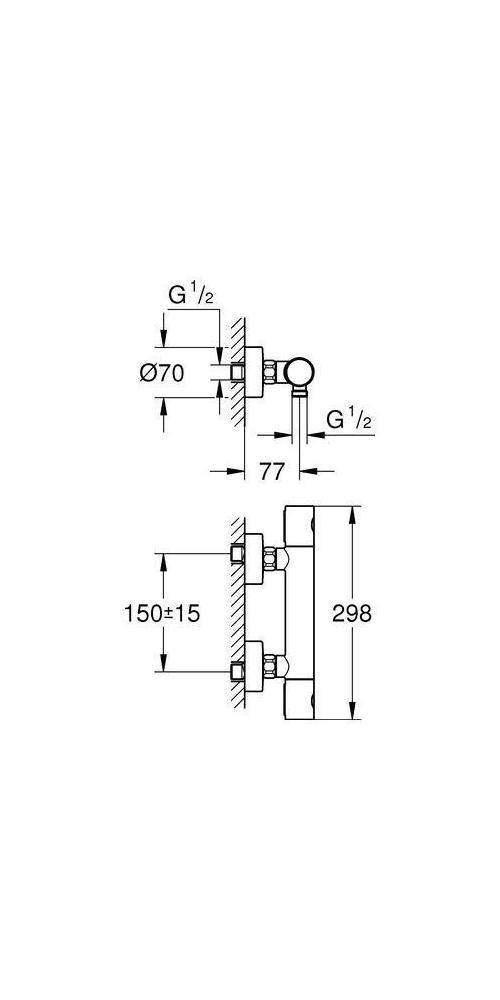GROHE Thermostat-Brausebatterie GROHTHERM 1000 Cosmopolitan 1/2Zoll
