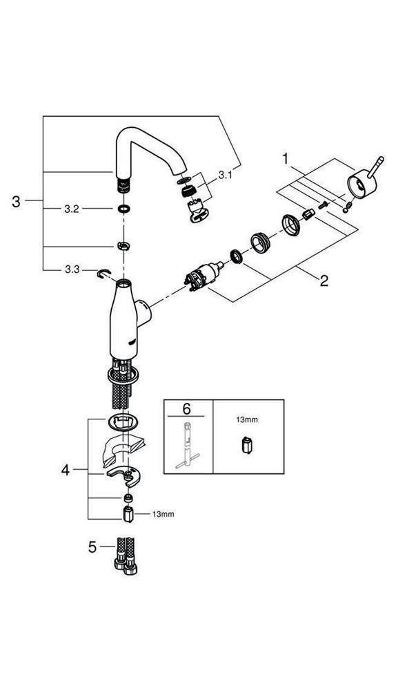 GROHE Einhand-Waschtischbatterie ESSENCE DN 15, L-Size, glatter