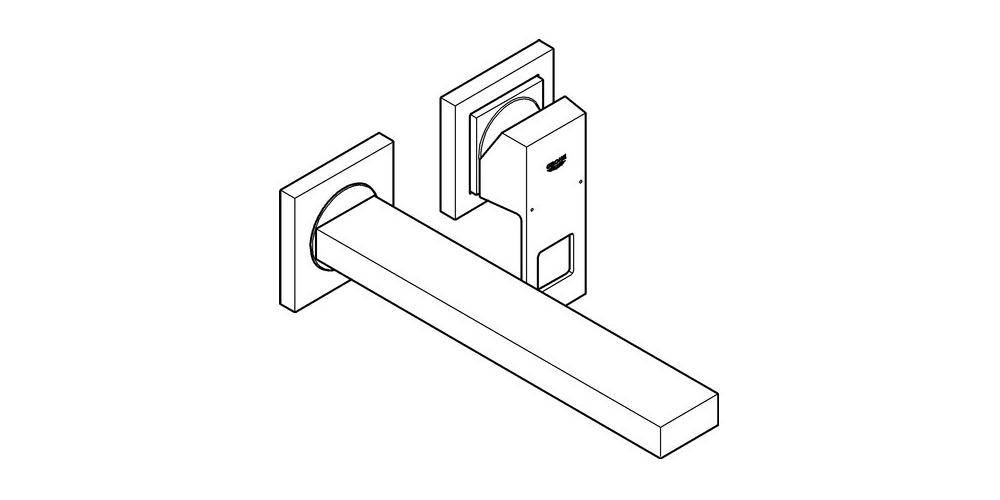 GROHE 2-Loch-Waschtischbatterie EUROCUBE Ausldg 231mm chr Ausladung