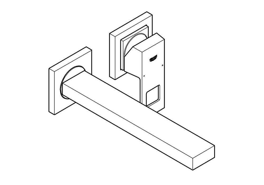 GROHE 2-Loch-Waschtischbatterie EUROCUBE Ausldg 231mm chr Ausladung