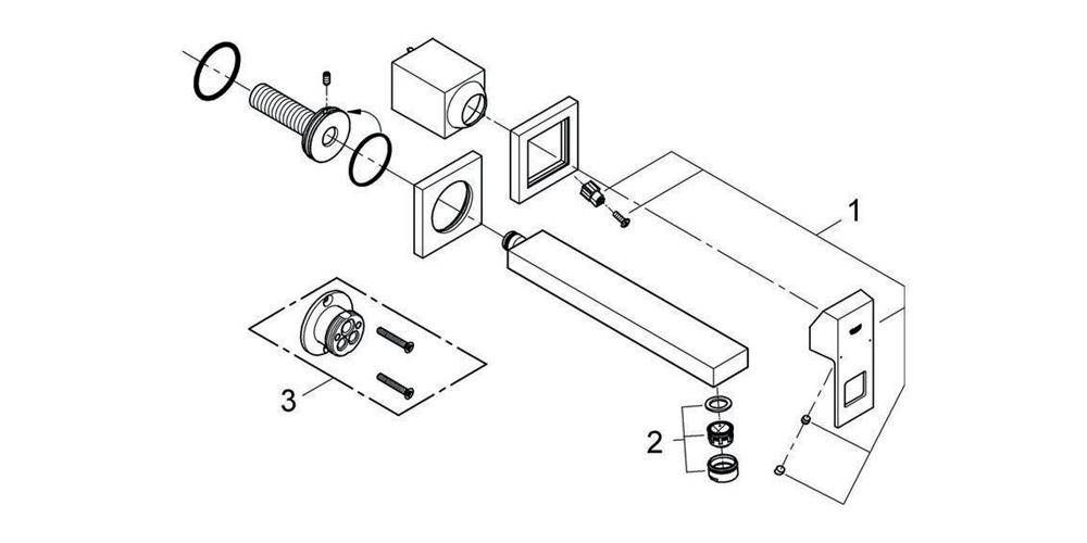 GROHE 2-Loch-Waschtischbatterie EUROCUBE Ausldg 231mm chr Ausladung