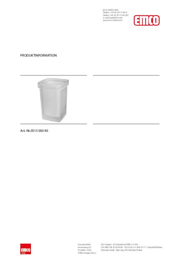 Emco Bürstenglas LOFT Kristallglas satiniert