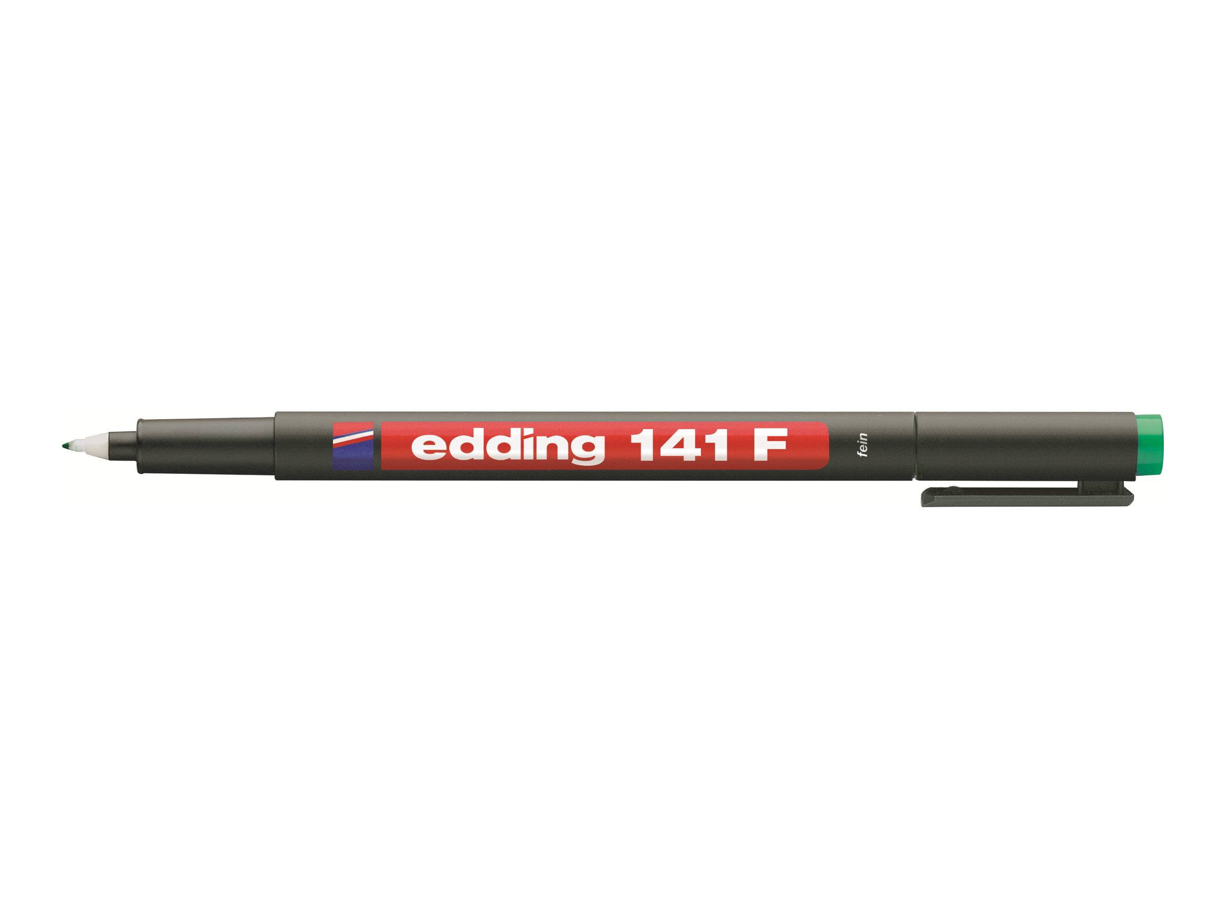 EDDING 141 - Marker - permanent - für Glas, Plastik, Overhead-Projektor-Folien - Schwarz, Rot, Blau, Grün - 0.6 mm - fein (Packung mit 4)