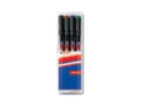 EDDING 141 - Marker - permanent - für Glas, Plastik, Overhead-Projektor-Folien - Schwarz, Rot, Blau, Grün - 0.6 mm - fein (Packung mit 4)