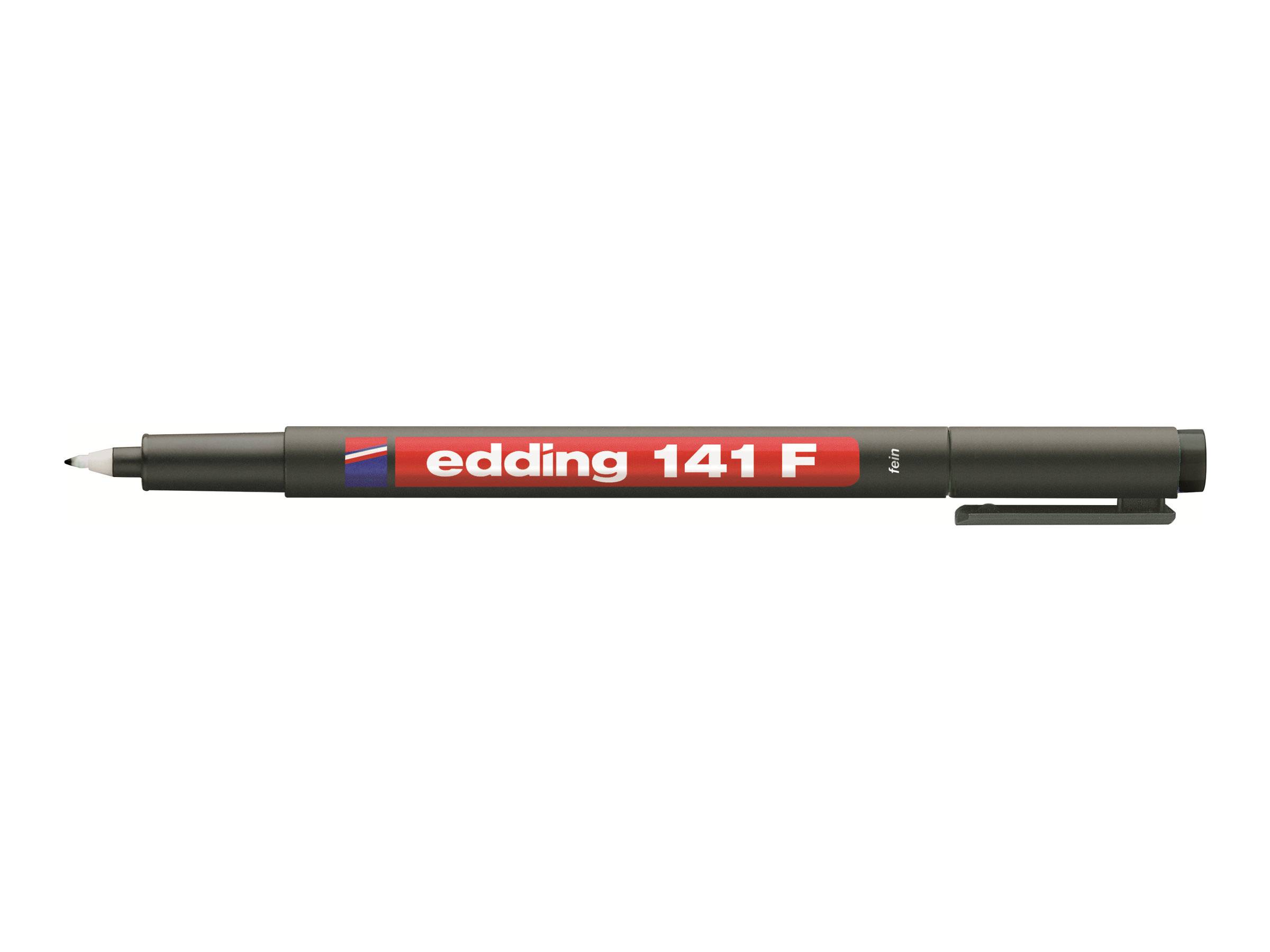 EDDING 141 - Marker - permanent - für Glas, Plastik, Overhead-Projektor-Folien - Schwarz, Rot, Blau, Grün - 0.6 mm - fein (Packung mit 4)