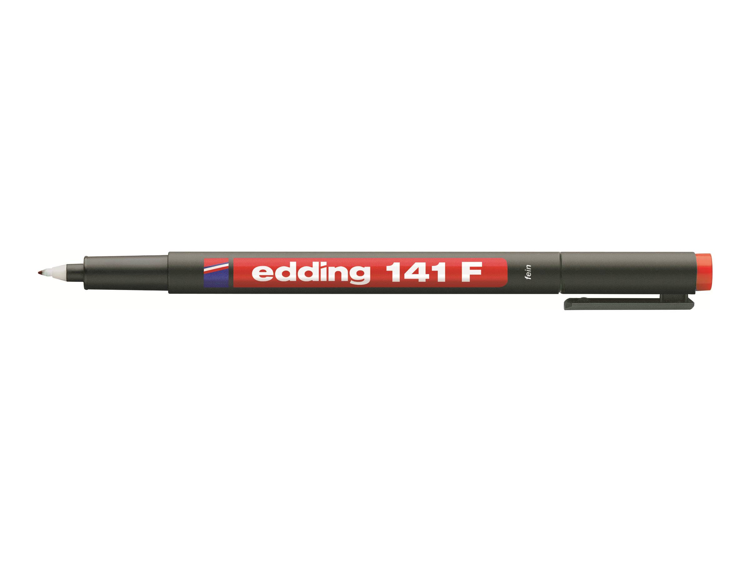 EDDING 141 - Marker - permanent - für Glas, Plastik, Overhead-Projektor-Folien - Schwarz, Rot, Blau, Grün - 0.6 mm - fein (Packung mit 4)