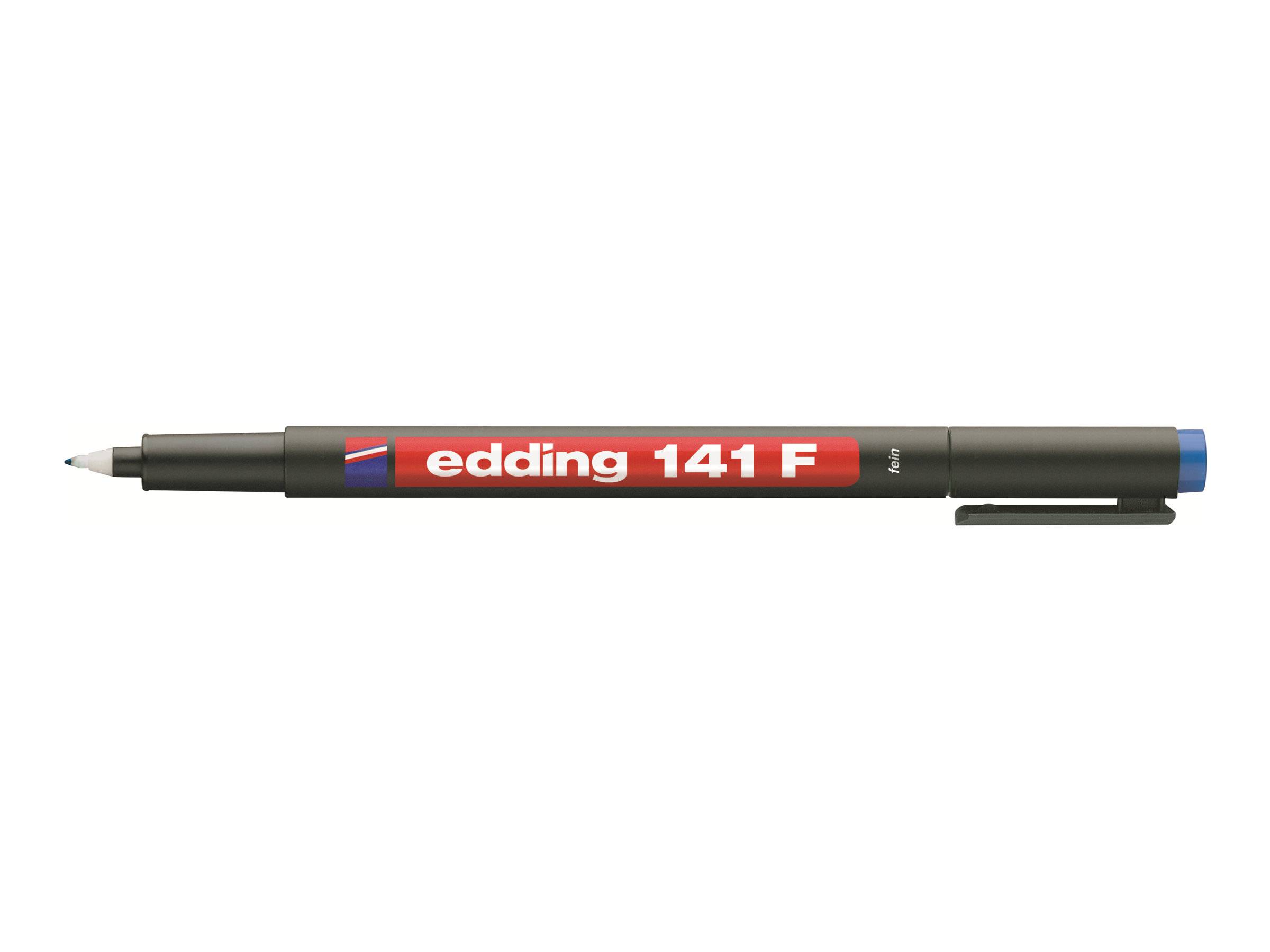 EDDING 141 - Marker - permanent - für Glas, Plastik, Overhead-Projektor-Folien - Schwarz, Rot, Blau, Grün - 0.6 mm - fein (Packung mit 4)