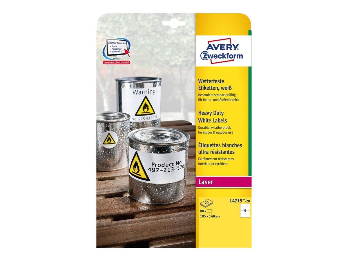 Avery Zweckform L4719 - Polyester - matt - permanenter Klebstoff - weiß - A6 (105 x 148 mm)