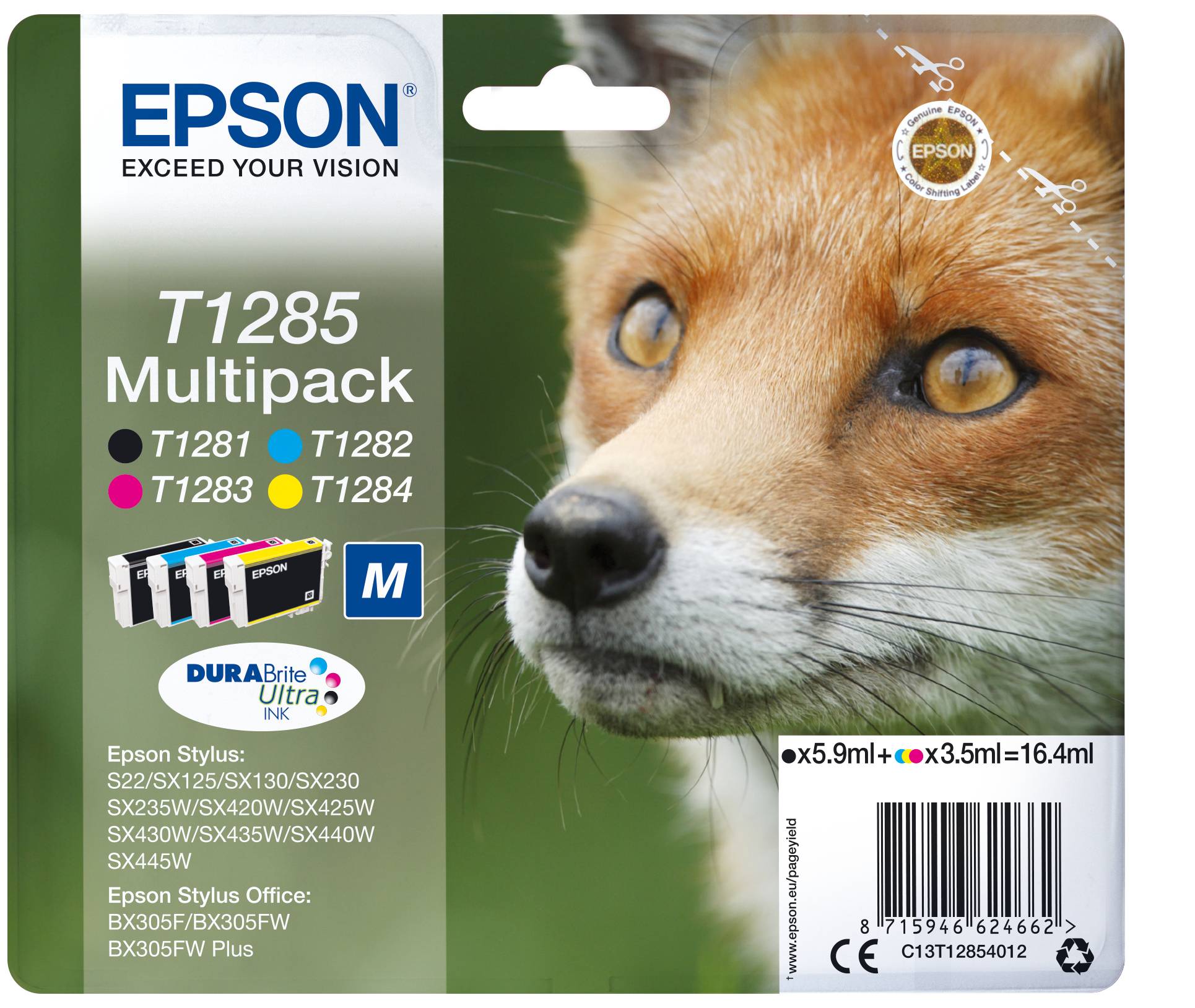 Epson T1285 Multipack - 4er-Pack - 16.4 ml - Schwarz, Gelb, Cyan, Magenta