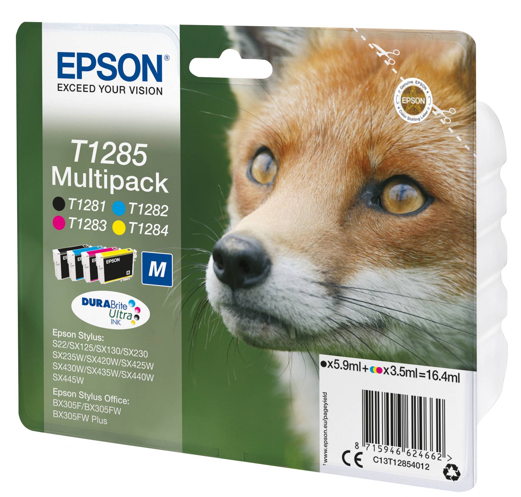 Epson T1285 Multipack - 4er-Pack - 16.4 ml - Schwarz, Gelb, Cyan, Magenta