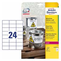 Avery Zweckform L4718 - Polyester - matt - permanenter Klebstoff - weiß - 70 x 37 mm 480 Etikett(en) (20 Bogen x 24)