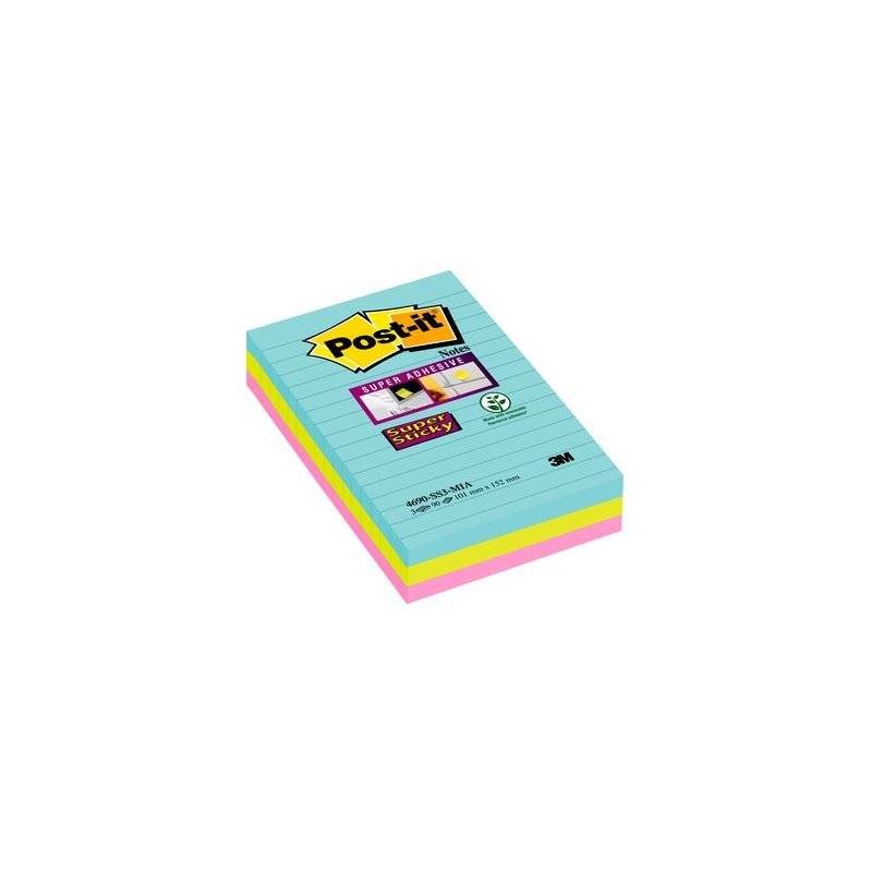 Post-it Haftnotizen super sticky notes, liniert, 101x152 mm