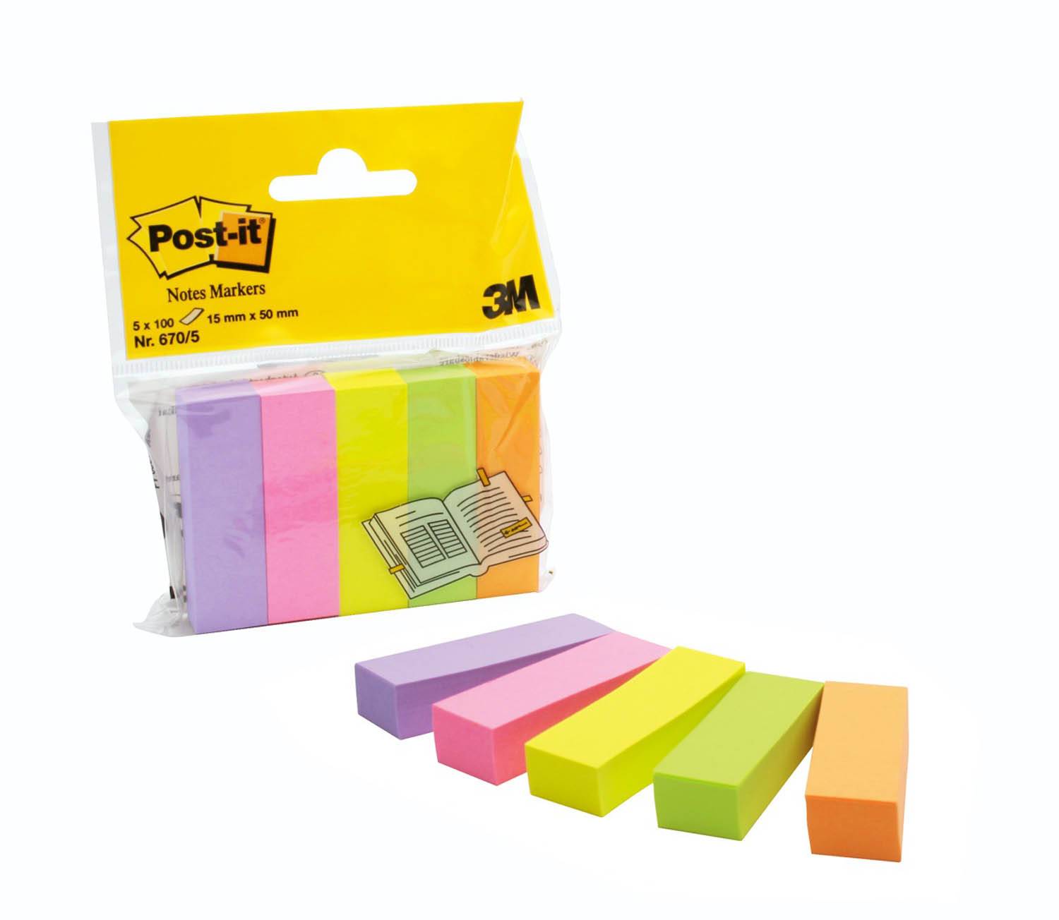 3M Post-it 670-5 - Seitenmarker - 15 x 50 mm - 500 Blatt (5 x 100)