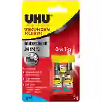 UHU Sekundenkleber blitzschnell MINIS GEL, 3 Tuben à 1 g UHU Sekundenkleber blitzschnell MINIS GEL, 3 Tuben à 1 g