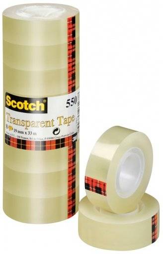 3M - Scotch 550 - Büro-Klebeband - 19 mm x 33 m - Polypropylen - transparent (Packung mit 8)