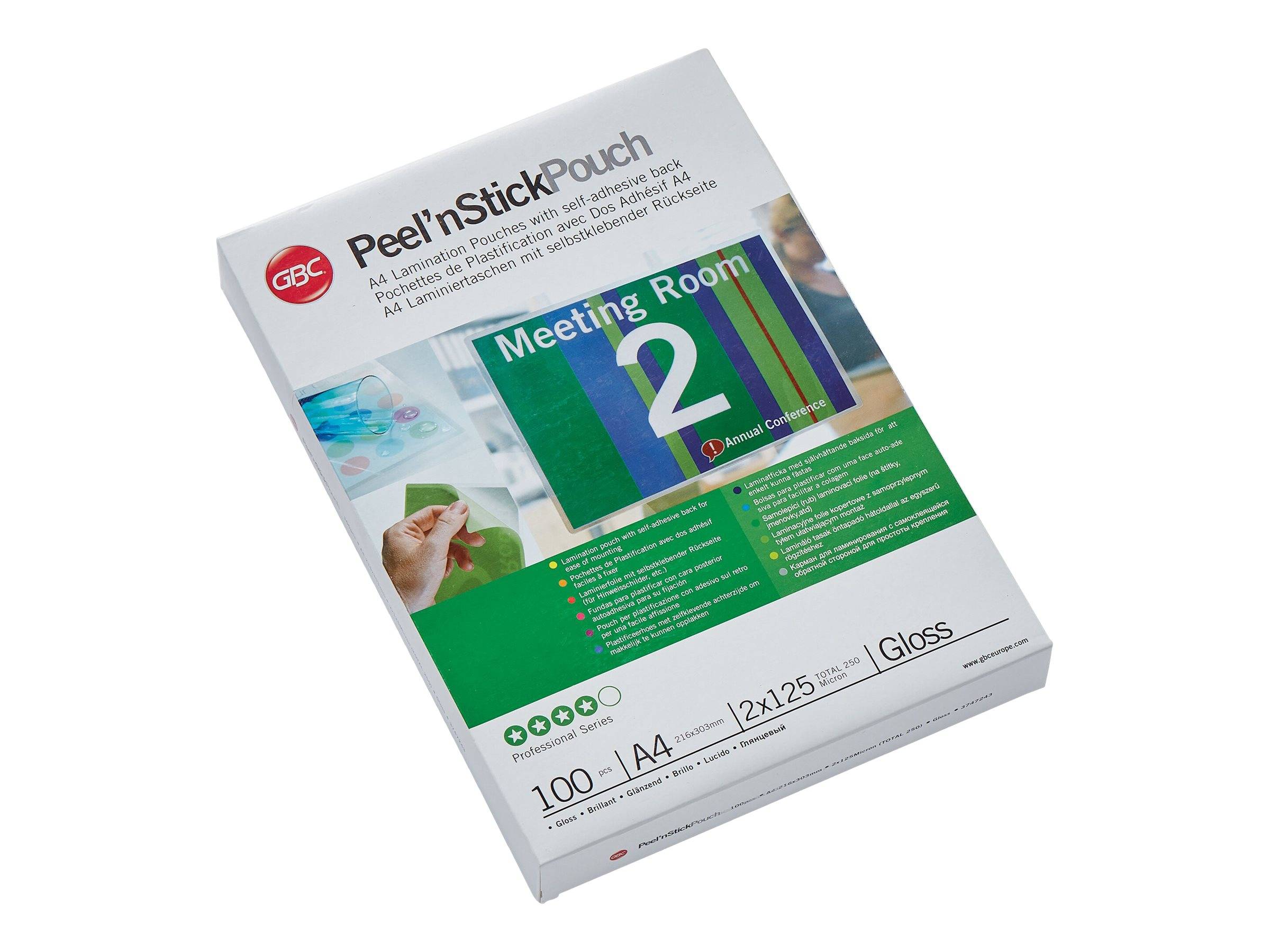 GBC Peel'n Stick - 125 Mikron - 100er-Pack - Glossy White - A4 (210 x 297 mm)