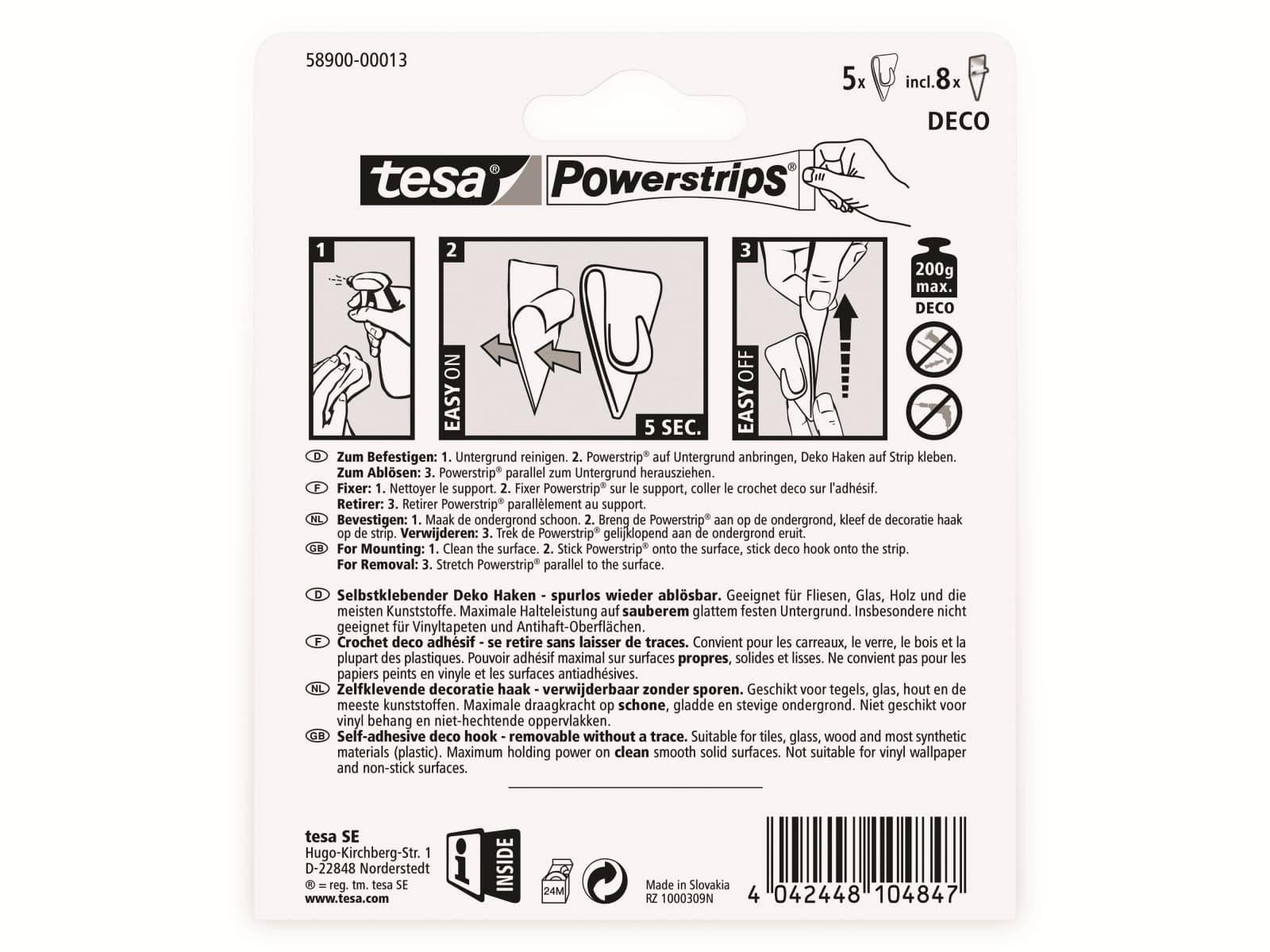 TESA Powerstrips® transparent, Deco-Haken 58900-00013-20