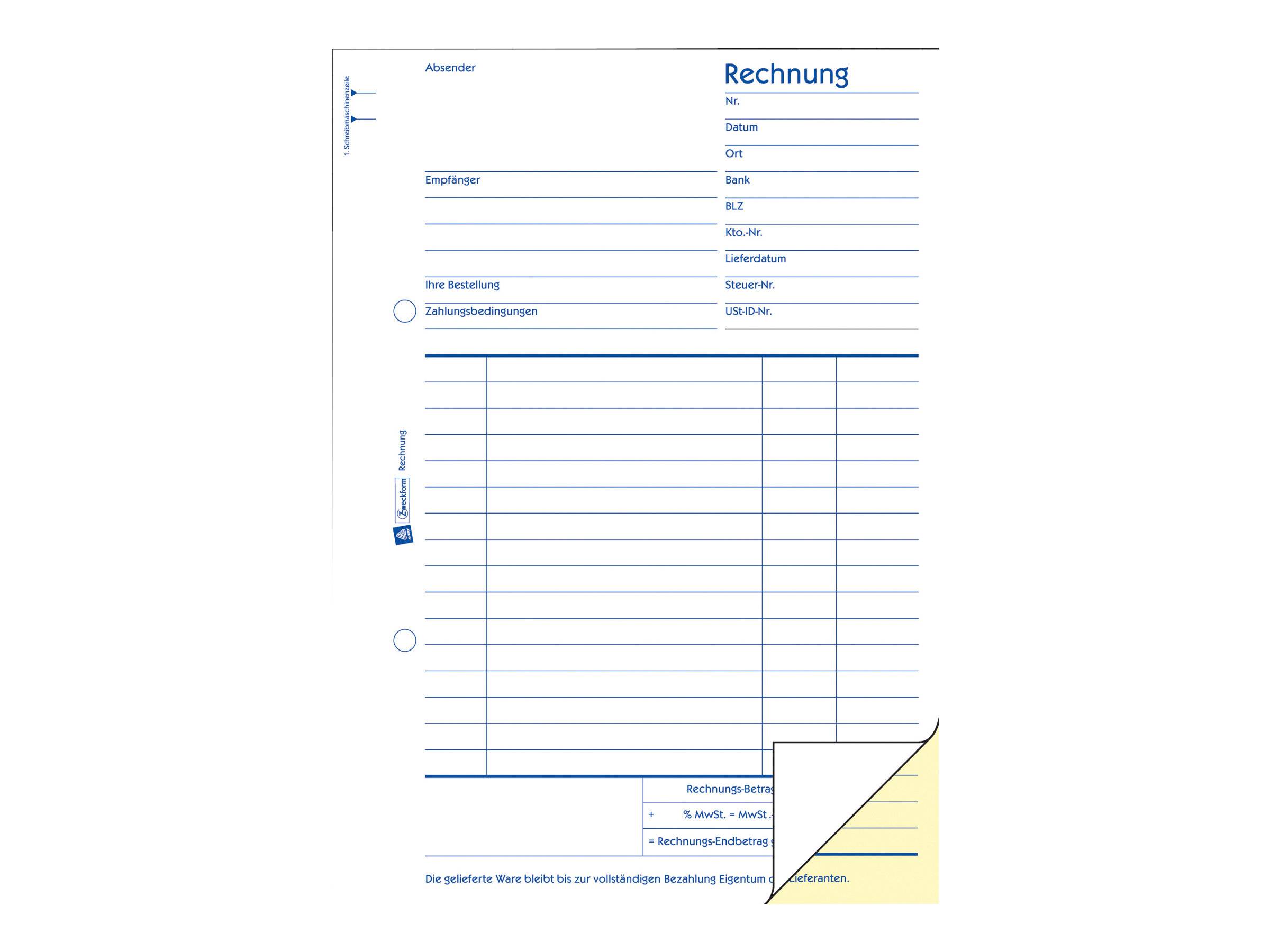 Avery Zweckform - Rechnungsformular - 40 Blatt