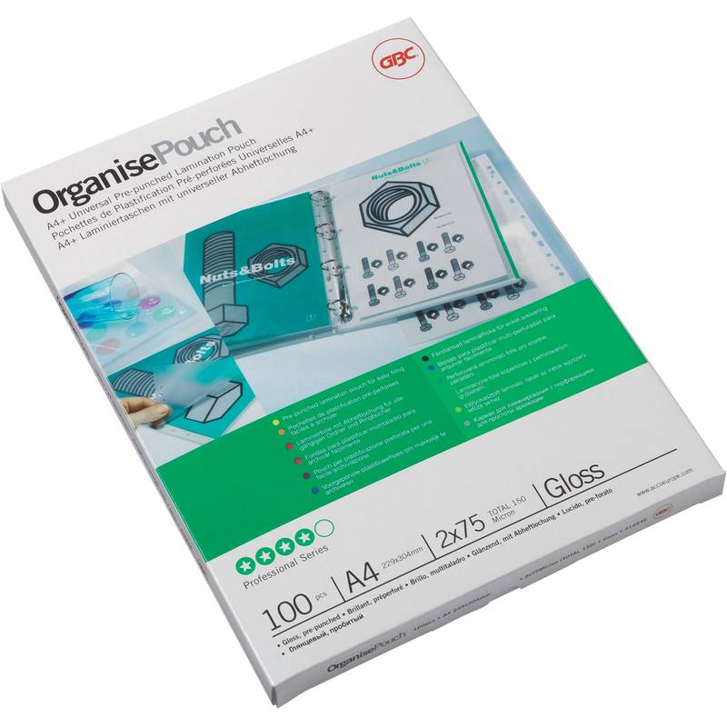 GBC Laminierfolientasche, DIN A4, Abheftlochung, 250 mic