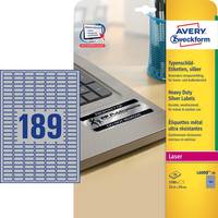 AVERY ZWECKFORM - Avery Heavy Duty Laser Labels - Polyester - Silber - 10 x 25.4 mm 3780 Stck. (20 Bogen x 189)
