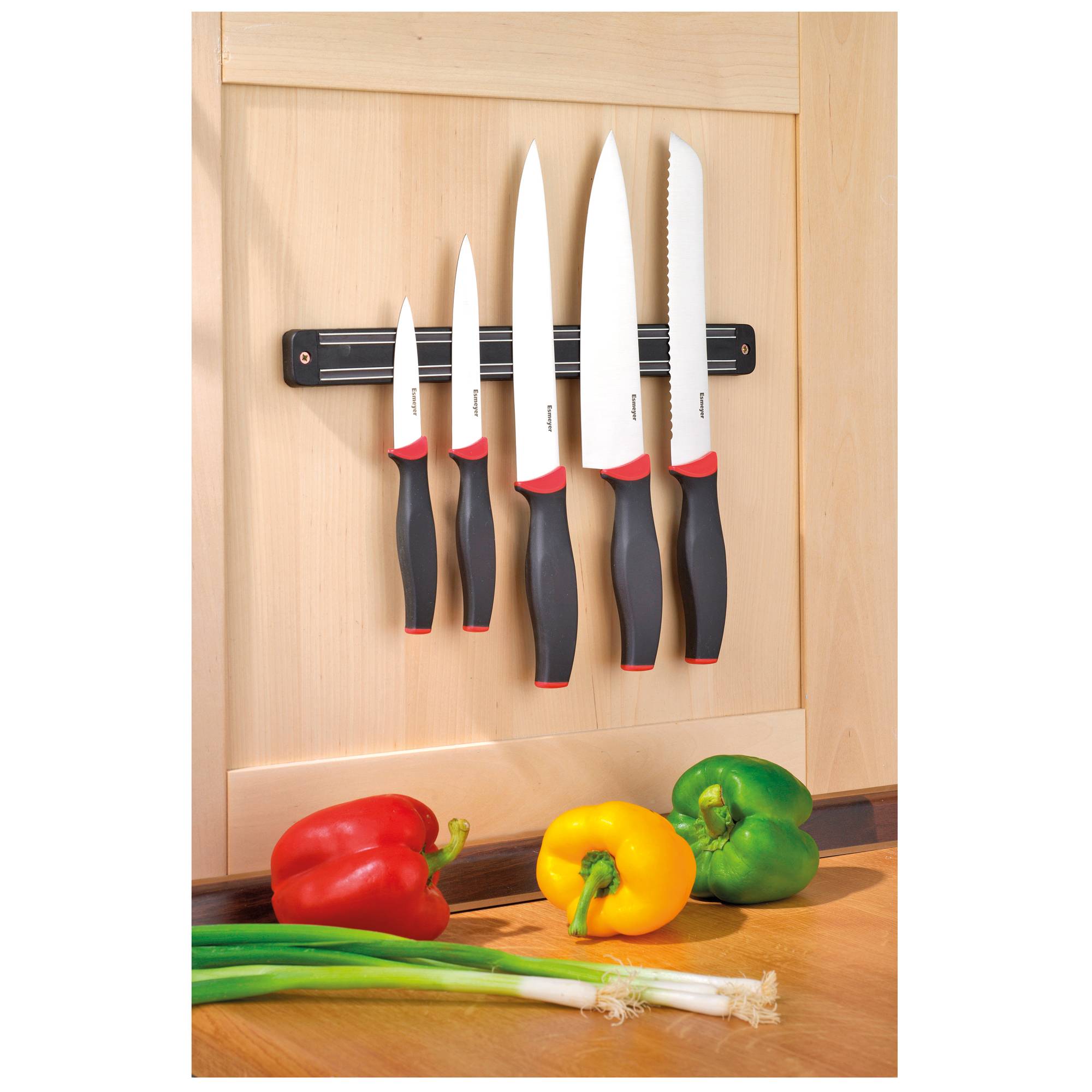 Esmeyer Messerset AUREA 291-423 5teilig Magnetleiste schwarz/rot