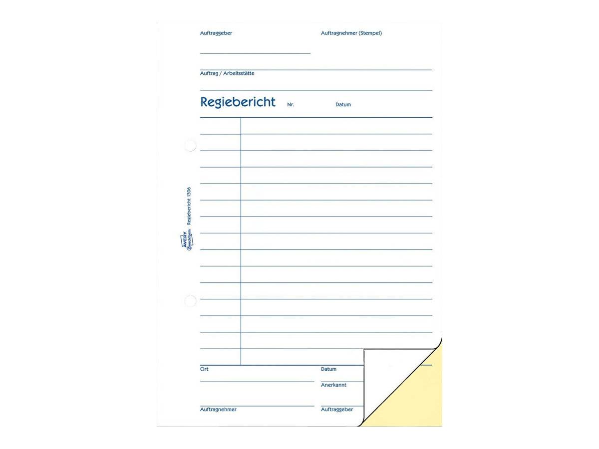 Avery Zweckform - Regiebericht - 50 Blatt - A5