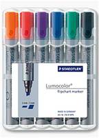 STAEDTLER Lumocolor - Marker - Schwarz, Rot, Blau, Grün, Orange, Violett - wasserbasierte Tinte - 2-5 mm (Packung mit 6)
