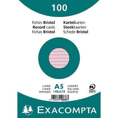 Exacompta Karteikarte 10838SE DIN A5 liniert rosa 100 St./Pack.