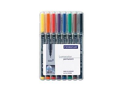 STAEDTLER Lumocolor 318 - Filzstift - permanent - für Overhead-Projektor-Folien - gemischte Farben - 0.6 mm - fein (Packung mit 8)