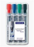 STAEDTLER Lumocolor - Marker - für Flipchart - Schwarz, Rot, Blau, Grün - wasserbasierte Tinte - 2-5 mm (Packung mit 4)