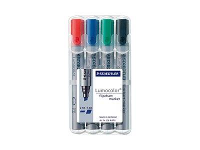 STAEDTLER Lumocolor - Marker - für Flipchart - Schwarz, Rot, Blau, Grün - wasserbasierte Tinte - 2-5 mm (Packung mit 4)