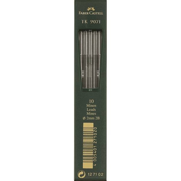 FABER-CASTELL TK 9071 - Bleistiftmine - 2B - Intense Black - 2 mm (Packung mit 10)