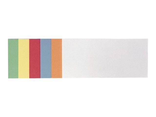 Eine horizontale Stange mit fünf schmalen vertikalen Farbbändern auf der linken Seite – grün, gelb, rot, blau und orange – gefolgt von einem langen leeren weißen Bereich.