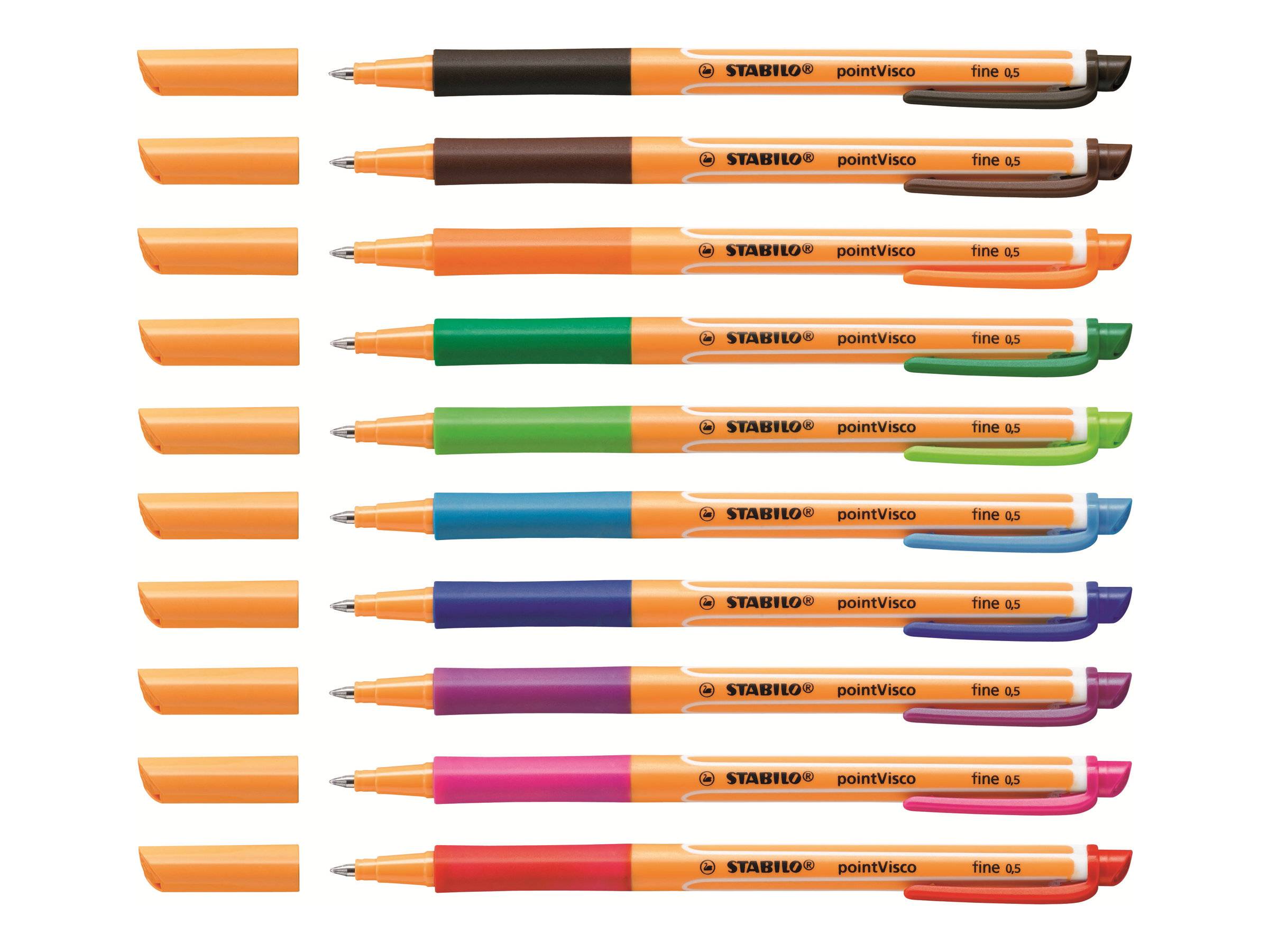 STABILO pointVisco - Tintenroller - Geltinte - 0.5 mm - fein (Packung mit 10)