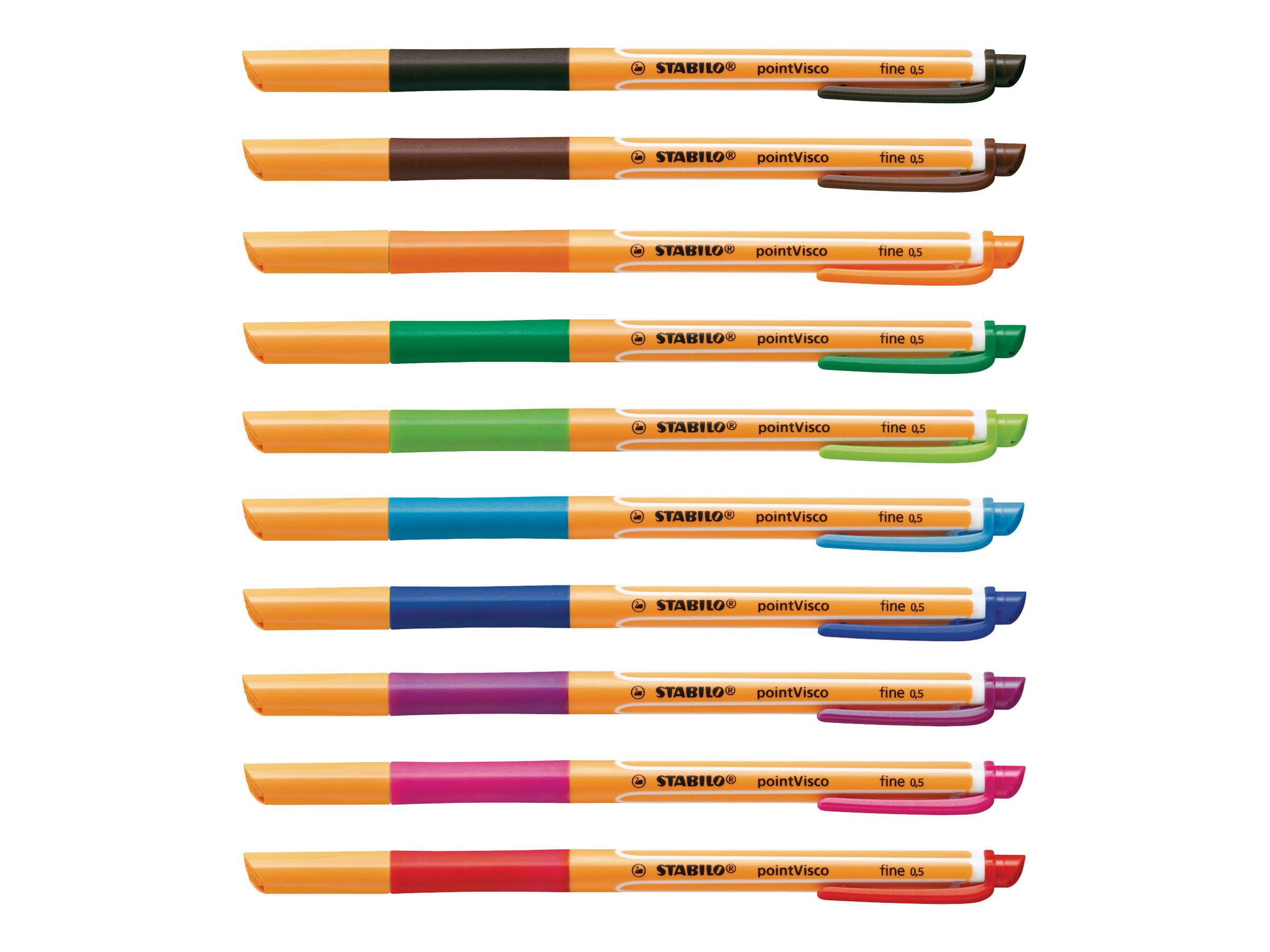 STABILO pointVisco - Tintenroller - Geltinte - 0.5 mm - fein (Packung mit 10)